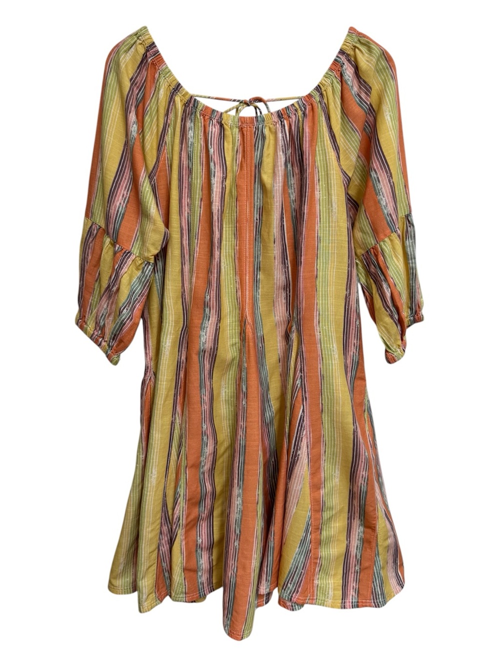 Daily Practice Striped Mollie Tunic Mini Dress Women Large Boho Playful Picnic